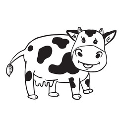 simple black and white cute cow