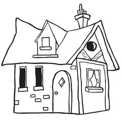 simple black and white cute little house