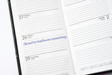 Kalender mit Termin Gesellschafterversammlung