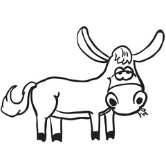 simple black and white donkey