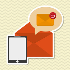 SMS graphic and smartphone design , vector illustration