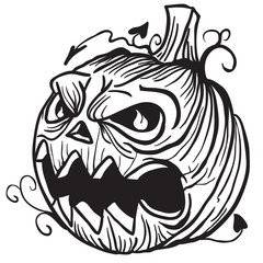 simple black and white pumpkin head