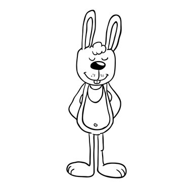 simple black and white rabbit standing