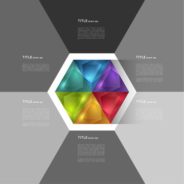 abstract infographic template with colorful hexagon, design element