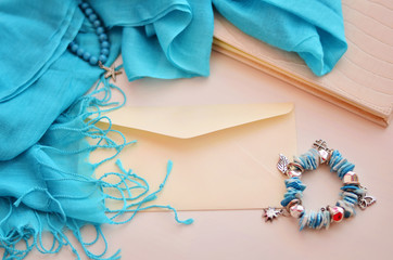 envelope, album, band, scarf