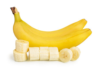 Ripe bananas isolated on white