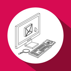 Icon of isometric computer design, vector illustration