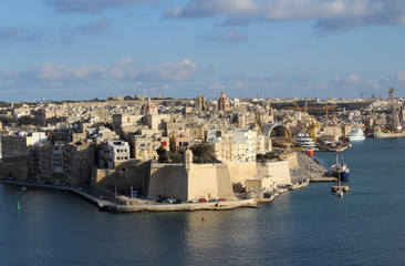 Fototapeta premium Three Cities as seen from Valletta, Vittoriosa, Senglea, Cospicua, Malta 
