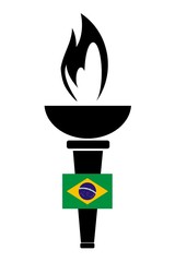 Drapeau du Brésil sur la flamme Olympique