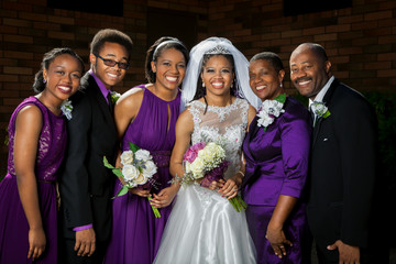 African American Bride With Her Family