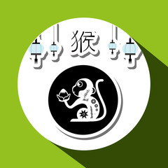 Icon of the year of the monkey design, vector illustration
