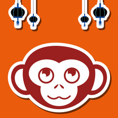 Icon of the year of the monkey design, vector illustration