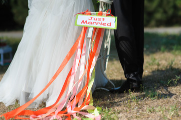 Bicycle with just married sign