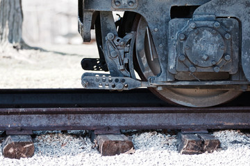 Fototapeta na wymiar Beautiul background with the old rusty train wheels