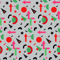 Seamless geometric vintage pattern in retro 80s style, memphis. for fabric design, paper print and website backdrop. EPS10 vector