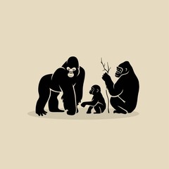 Naklejka premium Gorilla family