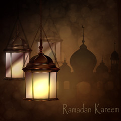Obraz premium Intricate Arabic lamps with lights 