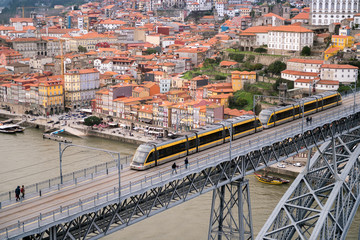 A train on the Dom LuisI Bridge, Porto