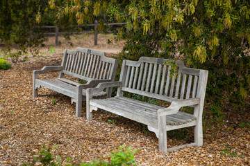 Fototapeta premium Old wooden bench in a park