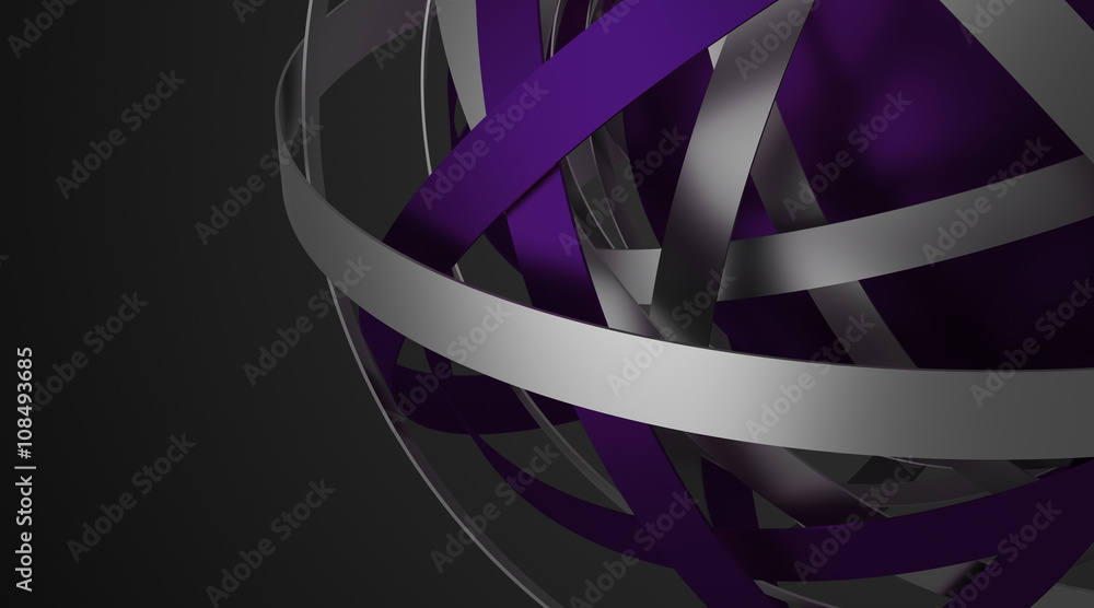 Poster abstract 3d rendering of sphere with rings in empty space. futuristic shape. surreal background.