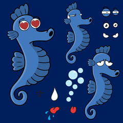 funny seahorse expression cartoon set in vector format  © MARCO HAYASHI
