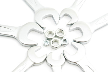 Obraz premium different wrenches and nuts