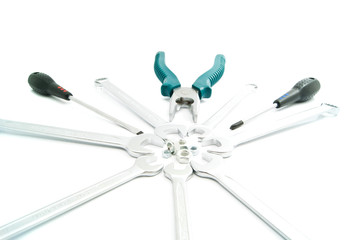 screwdrivers, pliers and wrenches