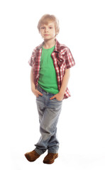  little boy over white background