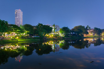 Fototapeta na wymiar Night view Ping River Chiang Mai,Chiangmai,Thailand.