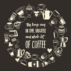 Big vector set with coffee icons 