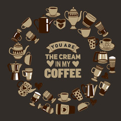 Big vector set with coffee icons 