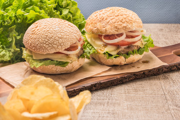 Two homemade vegetarian burgers