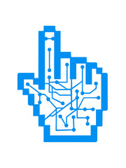 Show mouse hand click computer pc online circuitry pointer arrow control online vote electronically pattern