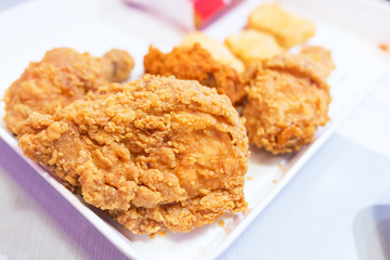 chicken fried in soft light