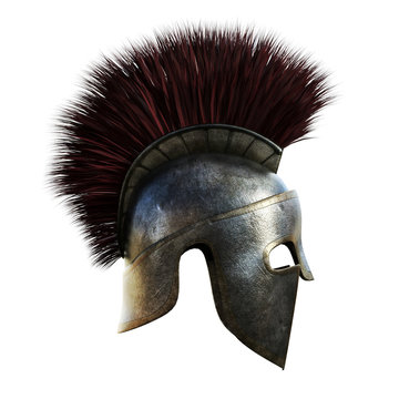 Spartan helmet on an isolated white background.