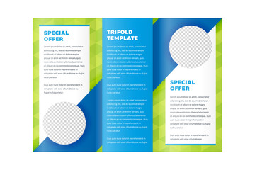 Trifold business brochure design template. Vector flyer, leaflet or booklet design. Tri fold. 