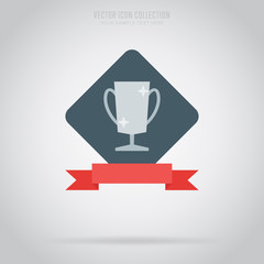 Winner badge isolated vector in flat design style. Colorful winner badge or label. First place.