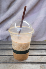 Chocolate Frappe on wood table