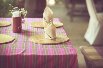 Dining table in vintage retro tone