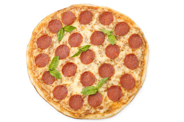 Pepperoni Pizza, isolated on white background