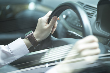 Women are driving with a smart watch