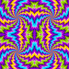 Fototapeta na wymiar Abstract colorful background with spirals (spin illusion). Seamless pattern.