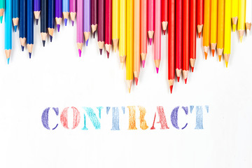 contract drawing by colour pencils