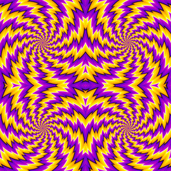 Abstract yellow  background with spirals (spin illusion). Seamless pattern.