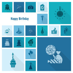 Fototapeta na wymiar Happy Birthday Icons Set