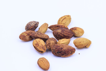 Almond on white background