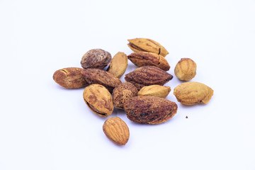 Almond on white background
