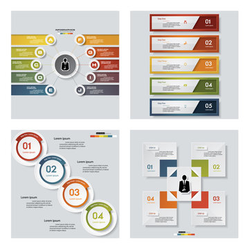 Collection of 4 design colorful presentation templates. Vector Background. For your idea and presentation.