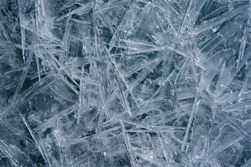 The ice cracked on a lake.