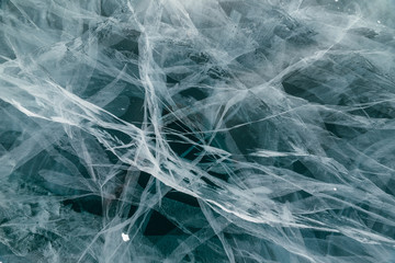 The ice cracked on a lake.